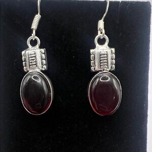 NEW Red Onyx with Silver Overlay earrings